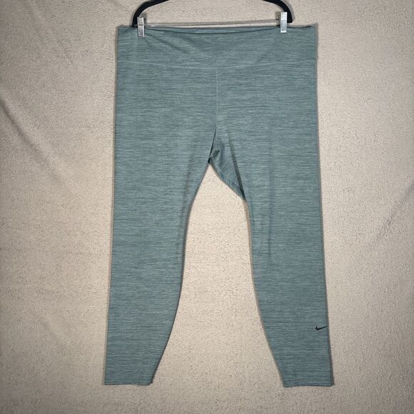 Nike Leggings Women’s Size 3X Dri Fit Heather Blue Ankle Yoga Compression - Picture 1 of 13